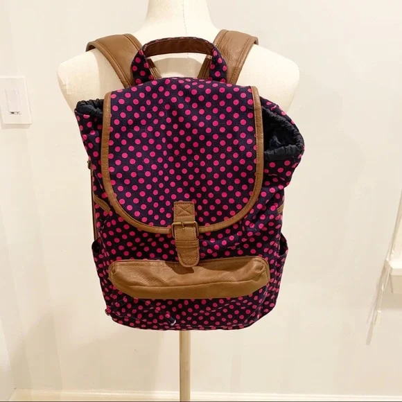 EUC Candies pink polka dot drawstring backpack - Picture 1 of 11